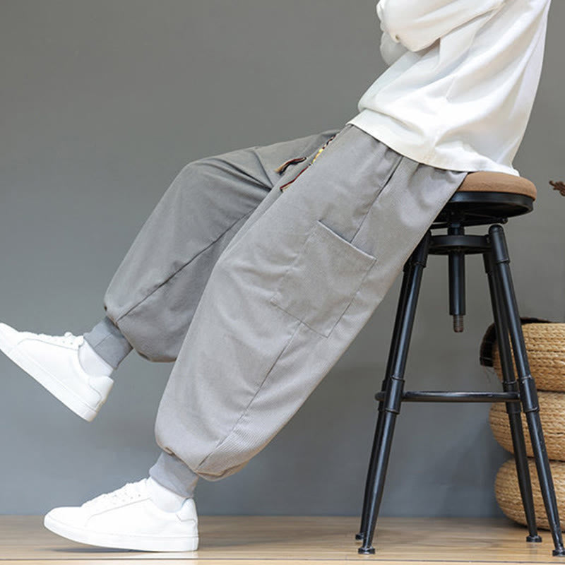 Pantalones de algodón para hombre, de color liso, hasta el tobillo, con bolsillos, Buddha Stones primaverales. - image 15