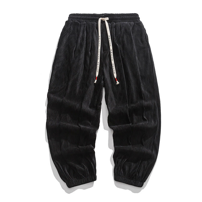 Pantalones de algodón para hombre con diseño liso de Buddha Stones, puños elásticos con cordón ajustable y bolsillos. - Negro - US/UK/AU46, EU56 (5XL) - image 1
