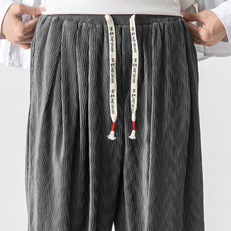 Pantalones de algodón para hombre con diseño liso de Buddha Stones, puños elásticos con cordón ajustable y bolsillos. - image 17