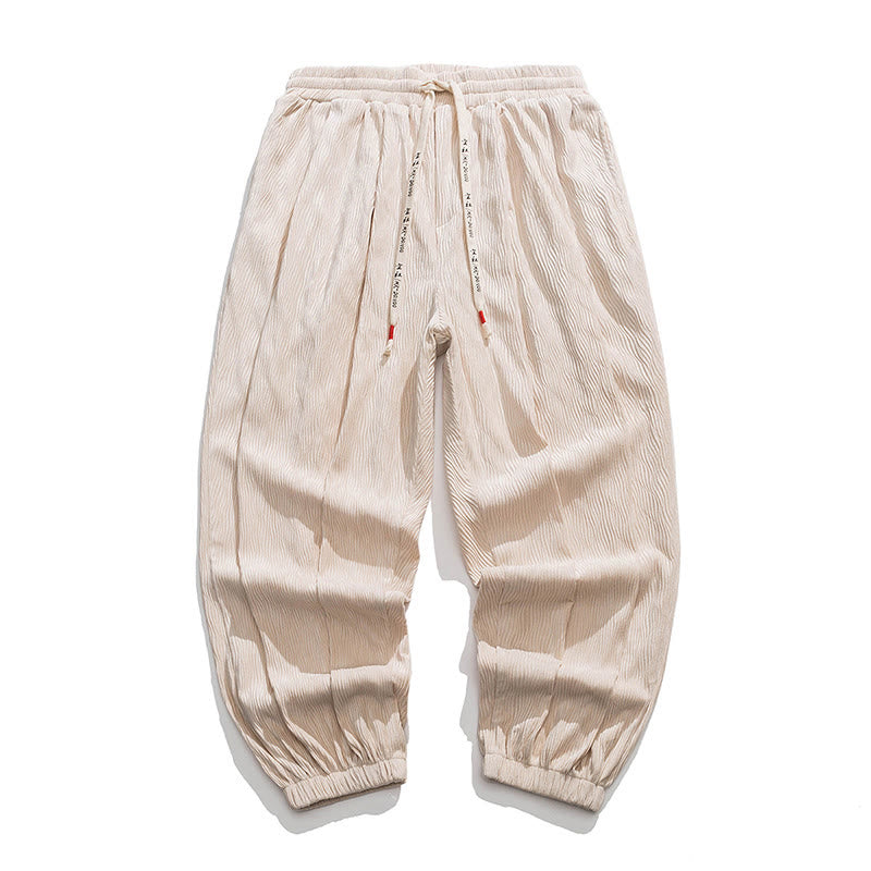 Pantalones de algodón para hombre con diseño liso de Buddha Stones, puños elásticos con cordón ajustable y bolsillos. - Blanco antiguo - US/UK/AU46, EU56 (5XL) - image 20