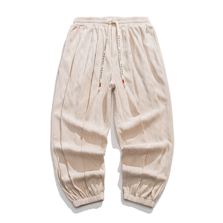 Pantalones de algodón para hombre con diseño liso de Buddha Stones, puños elásticos con cordón ajustable y bolsillos. - Blanco antiguo - US/UK/AU46, EU56 (5XL) - image 20