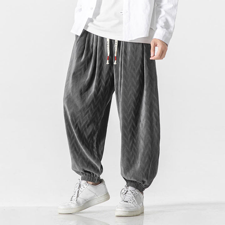 Pantalones de algodón para hombre con diseño liso de Buddha Stones, puños elásticos con cordón ajustable y bolsillos. - image 15