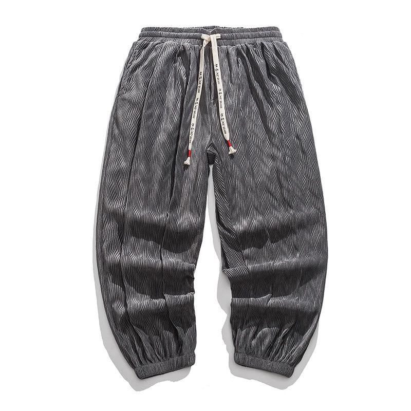 Pantalones de algodón para hombre con diseño liso de Buddha Stones, puños elásticos con cordón ajustable y bolsillos. - Gris tenue - US/UK/AU46, EU56 (5XL) - image 7