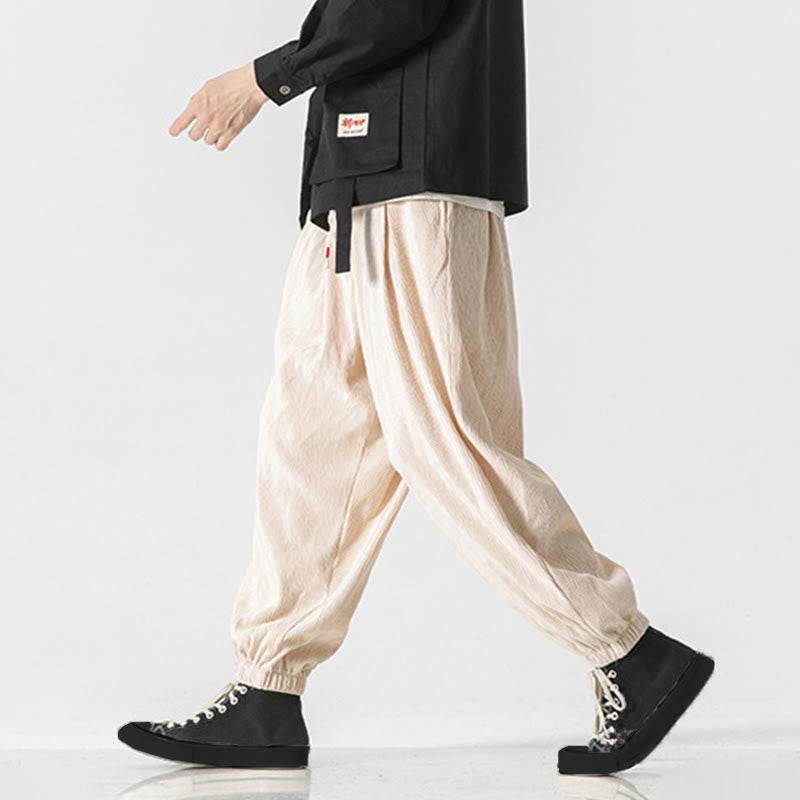 Pantalones de algodón para hombre con diseño liso de Buddha Stones, puños elásticos con cordón ajustable y bolsillos. - image 25