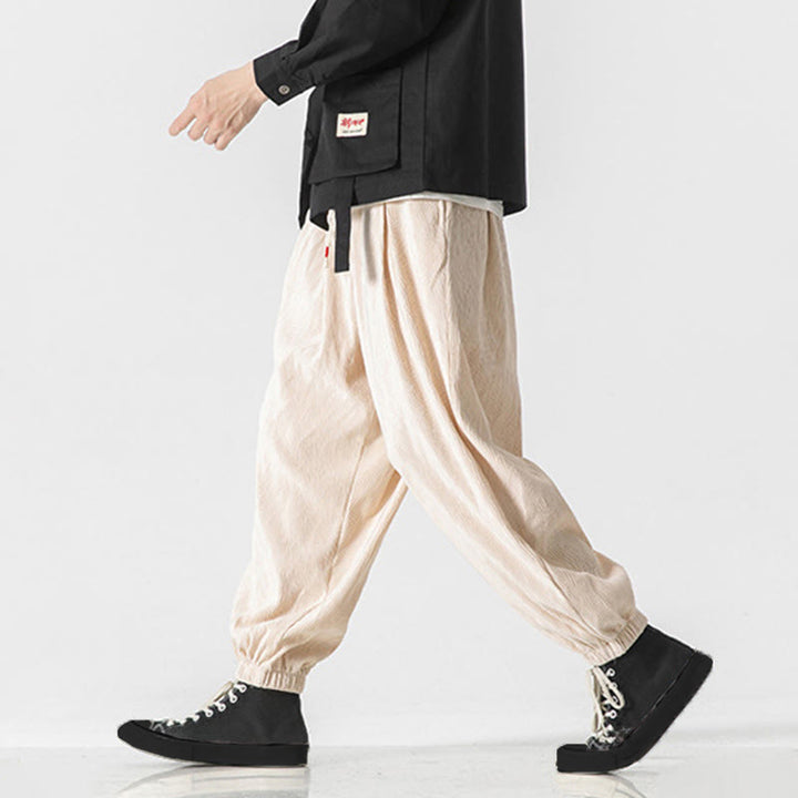 Pantalones de algodón para hombre con diseño liso de Buddha Stones, puños elásticos con cordón ajustable y bolsillos. - image 25