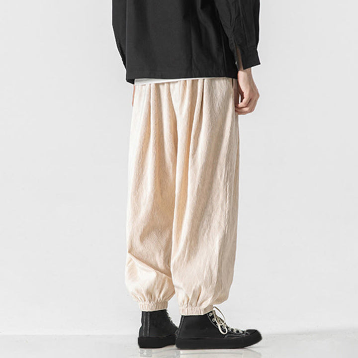 Pantalones de algodón para hombre con diseño liso de Buddha Stones, puños elásticos con cordón ajustable y bolsillos. - image 27