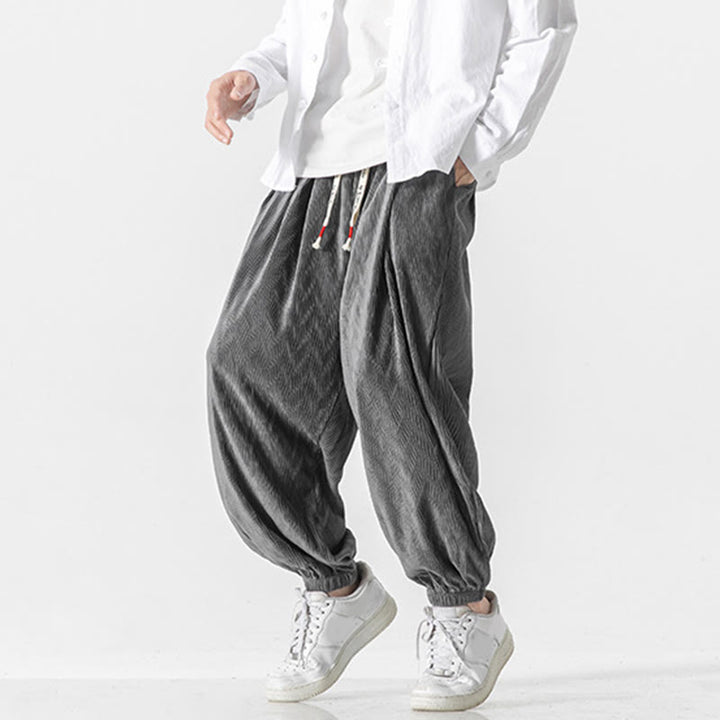 Pantalones de algodón para hombre con diseño liso de Buddha Stones, puños elásticos con cordón ajustable y bolsillos. - image 16