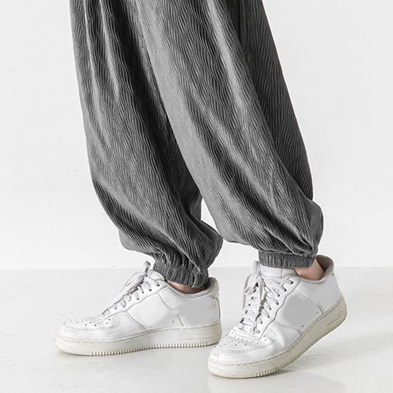 Pantalones de algodón para hombre con diseño liso de Buddha Stones, puños elásticos con cordón ajustable y bolsillos. - image 19