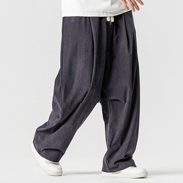 Pantalones de pana de algodón con cordón ajustable y pernera ancha para hombre, con bolsillos, estampado de Buddha Stones. - image 22