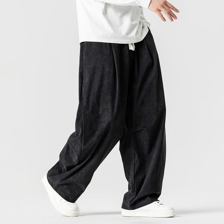 Pantalones de pana de algodón con cordón ajustable y pernera ancha para hombre, con bolsillos, estampado de Buddha Stones. - image 33