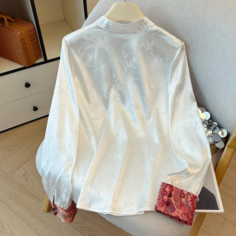 Chaleco de mujer con diseño jacquard de bambú, flor de dragón y botones de rana con Buddha Stones - image 9