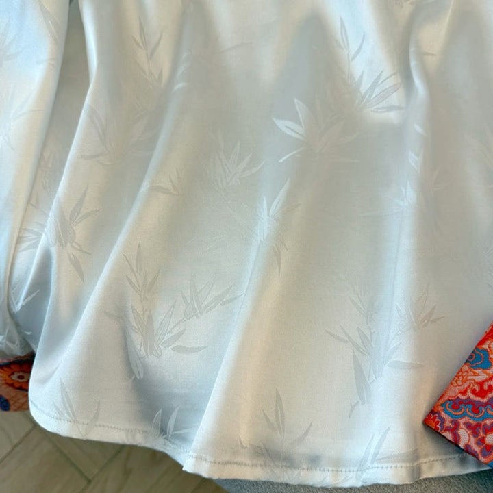 Chaleco de mujer con diseño jacquard de bambú, flor de dragón y botones de rana con Buddha Stones - image 11