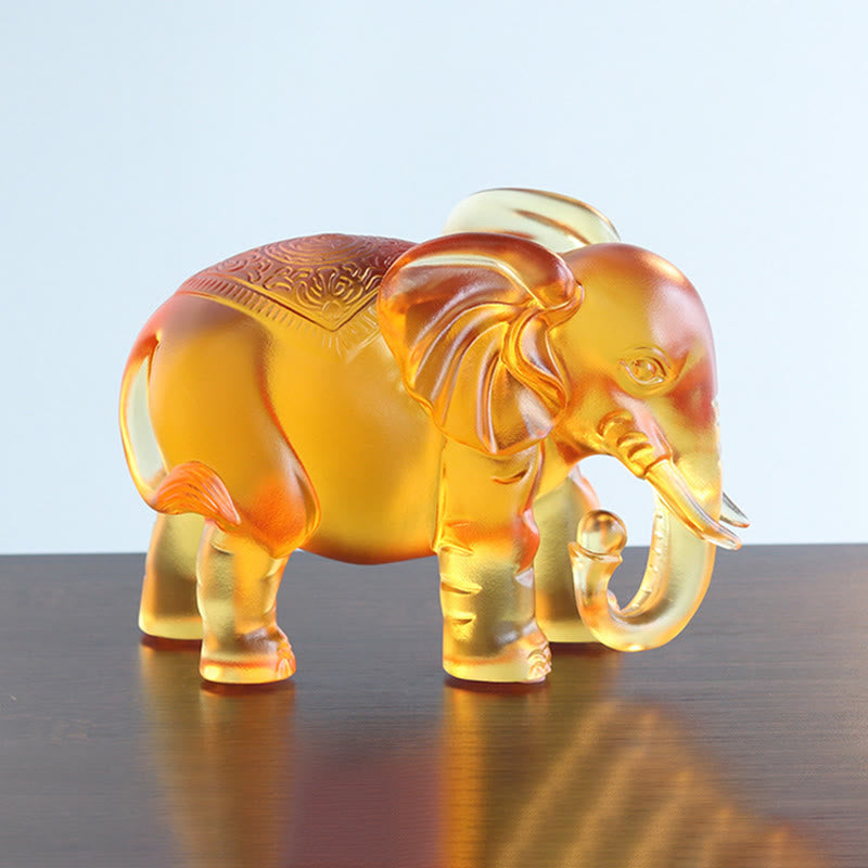 Buddha Stones, cristal amarillo Liuli, trompa de elefante, diseño de arriba abajo, fuerza, decoración del hogar - image 13