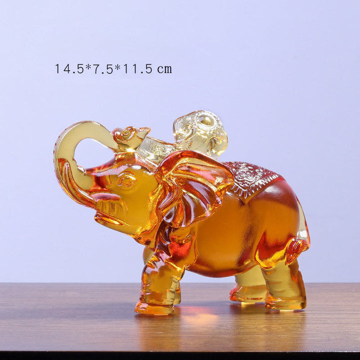 Buddha Stones, cristal amarillo Liuli, trompa de elefante, diseño de arriba abajo, fuerza, decoración del hogar - Elefante pequeño (trompa hacia arriba) 14,5 x 7,5 x 11,5 cm - image 1