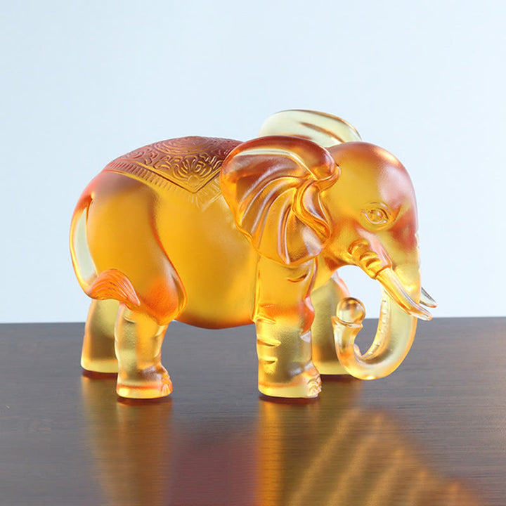 Buddha Stones, cristal amarillo Liuli, trompa de elefante, diseño de arriba abajo, fuerza, decoración del hogar - image 13