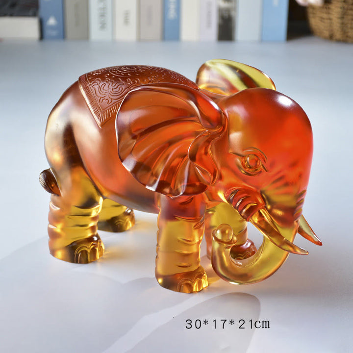 Buddha Stones, cristal amarillo Liuli, trompa de elefante, diseño de arriba abajo, fuerza, decoración del hogar - Elefante extragrande (con la trompa hacia abajo) 30 x 17 x 21 cm - image 17