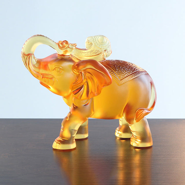 Buddha Stones, cristal amarillo Liuli, trompa de elefante, diseño de arriba abajo, fuerza, decoración del hogar - image 9