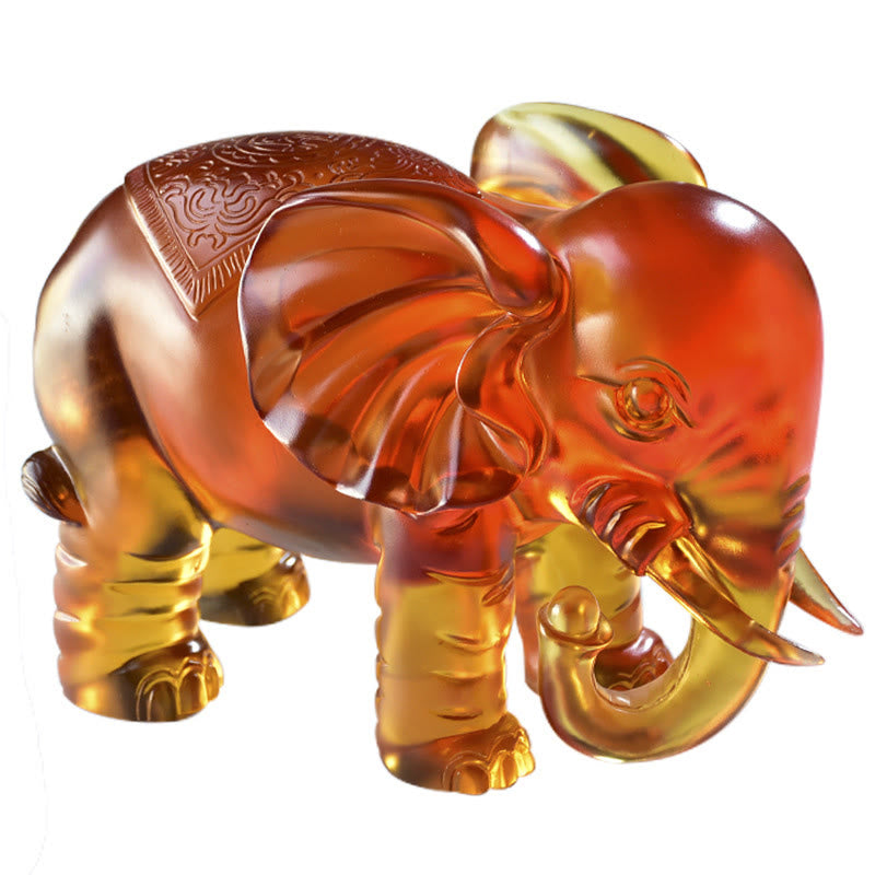 Buddha Stones, cristal amarillo Liuli, trompa de elefante, diseño de arriba abajo, fuerza, decoración del hogar - image 23