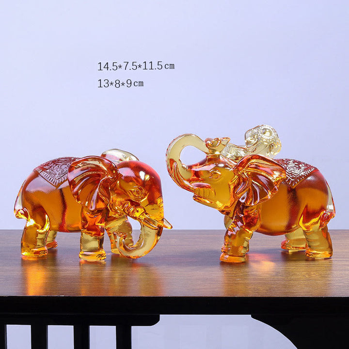Buddha Stones, cristal amarillo Liuli, trompa de elefante, diseño de arriba abajo, fuerza, decoración del hogar - Un par de pequeños elefantes - image 5