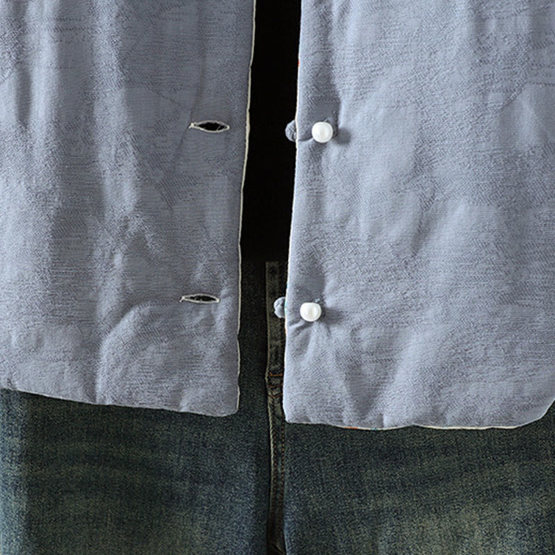 Chaqueta de algodón grueso de manga larga para mujer con estampado de Buddha Stones, botones de rana y color liso, con puños florales. - image 6