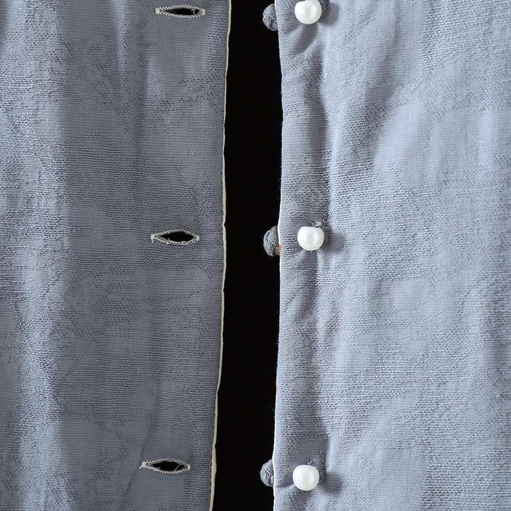 Chaqueta de algodón grueso de manga larga para mujer con estampado de Buddha Stones, botones de rana y color liso, con puños florales. - image 5