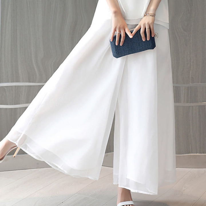 Vestido midi de meditación para mujer, manga corta, estampado con tinta blanca de Buddha Stones, estilo zen - Pantalones blancos (solo pantalones) - US8-10，UK/AU12-14，EU40-42 (2XL) - image 13