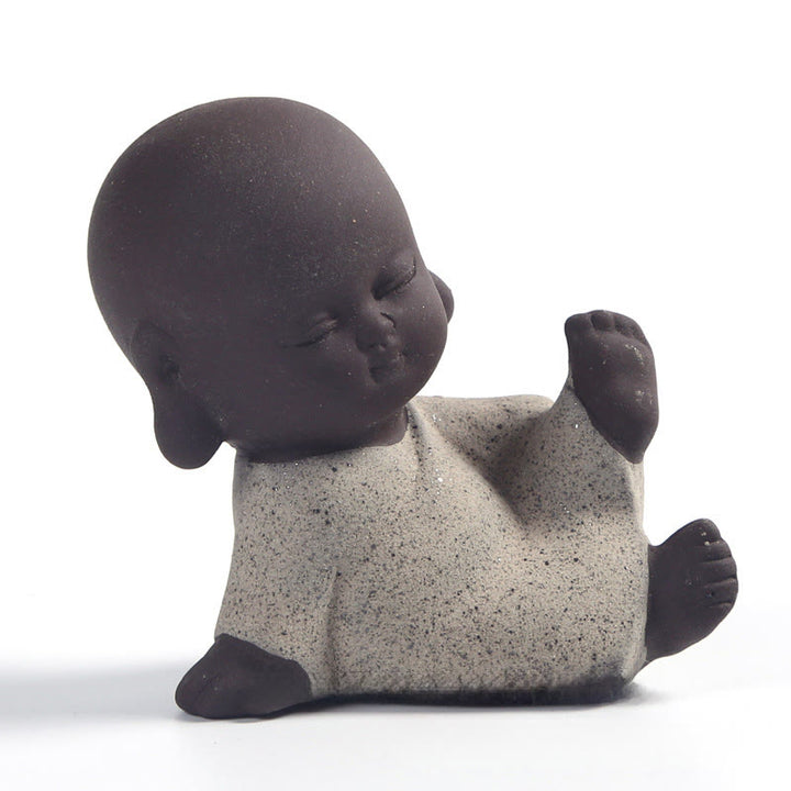 Buddha Stones, diseño del símbolo de Buda Tathagata, decoración de escritorio de arcilla púrpura Serenity - Buda gris 3*4*6,5 cm - image 8