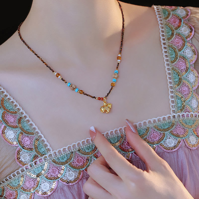 Collar con colgante de protección contra el ojo de tigre con Buddha Stones, año dorado del caballo - image 4