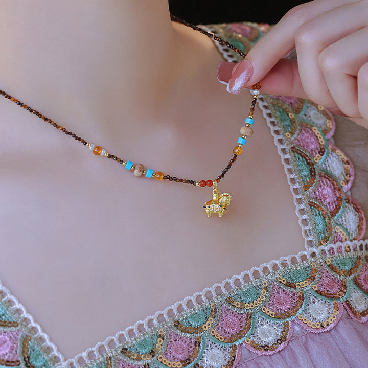 Collar con colgante de protección contra el ojo de tigre con Buddha Stones, año dorado del caballo - image 8