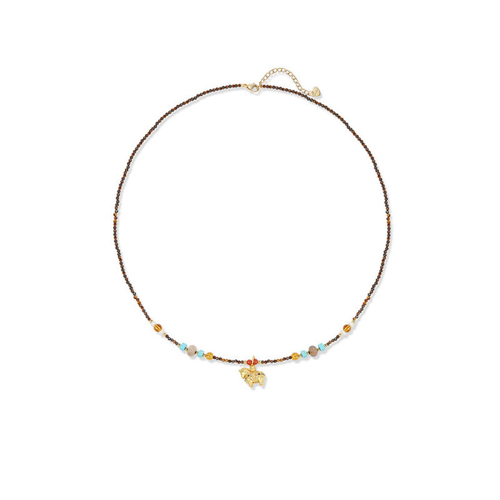 Collar con colgante de protección contra el ojo de tigre con Buddha Stones, año dorado del caballo - image 6