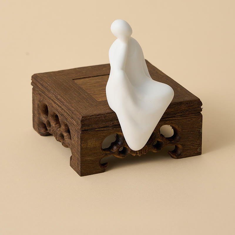 Buddha Stones, Buda sin forma, cerámica, escritorio de madera de wengué, decoración de serenidad - image 4