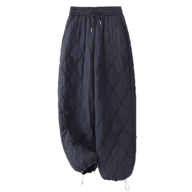 Pantalones térmicos gruesos para mujer Buddha Stones, lisos, con puño elástico, cordón ajustable y bolsillos. - image 9