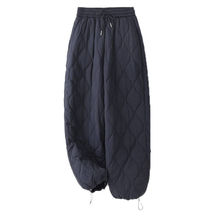 Pantalones térmicos gruesos para mujer Buddha Stones, lisos, con puño elástico, cordón ajustable y bolsillos. - image 9