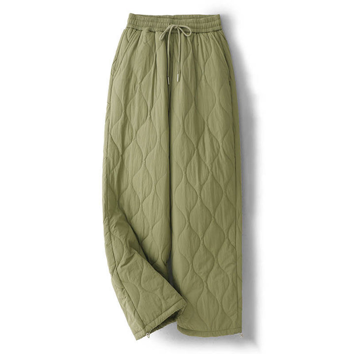 Pantalones térmicos gruesos para mujer Buddha Stones, lisos, con puño elástico, cordón ajustable y bolsillos. - Verde oliva - US8-10，UK/AU12-14，EU40-42 (2XL) - image 10