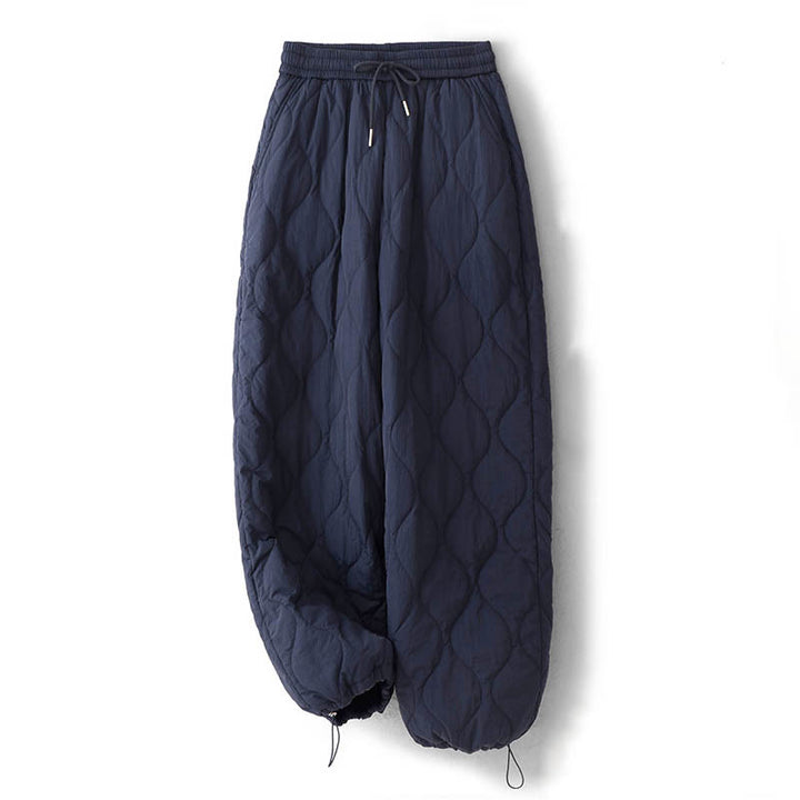 Pantalones térmicos gruesos para mujer Buddha Stones, lisos, con puño elástico, cordón ajustable y bolsillos. - image 2