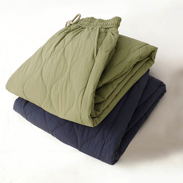 Pantalones térmicos gruesos para mujer Buddha Stones, lisos, con puño elástico, cordón ajustable y bolsillos. - image 24