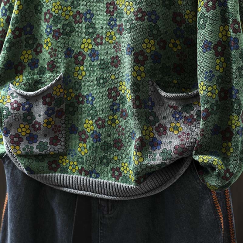 Suéter de manga larga para mujer, de algodón, con bolsillos, tejido con estampado de flores coloridas y Buddha Stones. - image 7