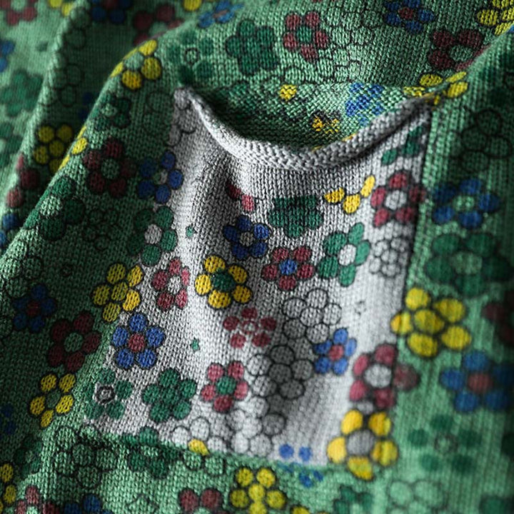 Suéter de manga larga para mujer, de algodón, con bolsillos, tejido con estampado de flores coloridas y Buddha Stones. - image 9