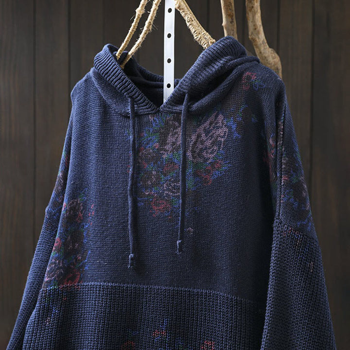 Suéter de manga larga con capucha y estampado floral para mujer de Buddha Stones - image 21