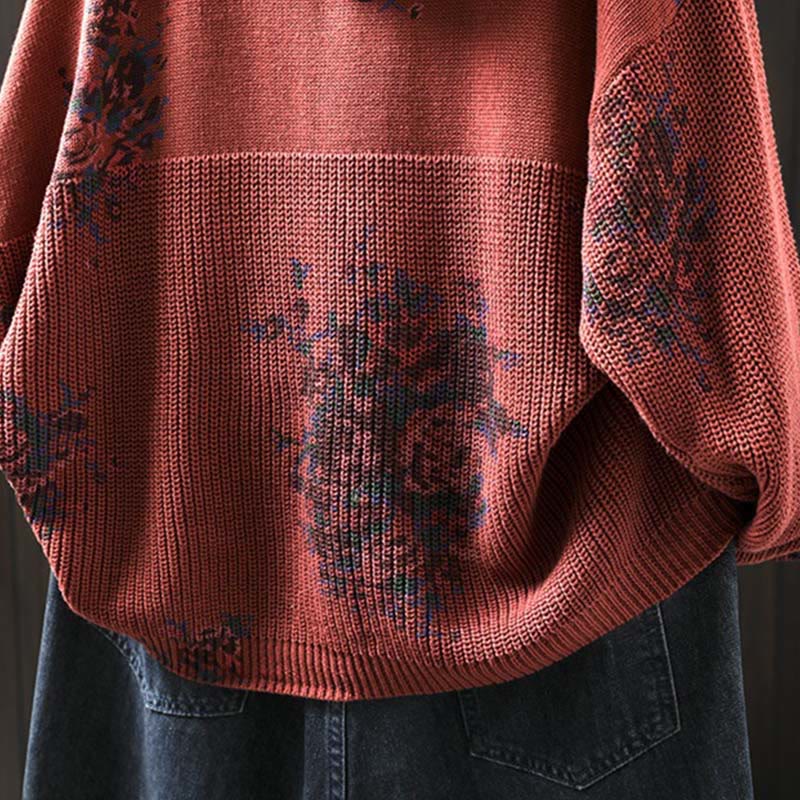 Suéter de manga larga con capucha y estampado floral para mujer de Buddha Stones - image 9