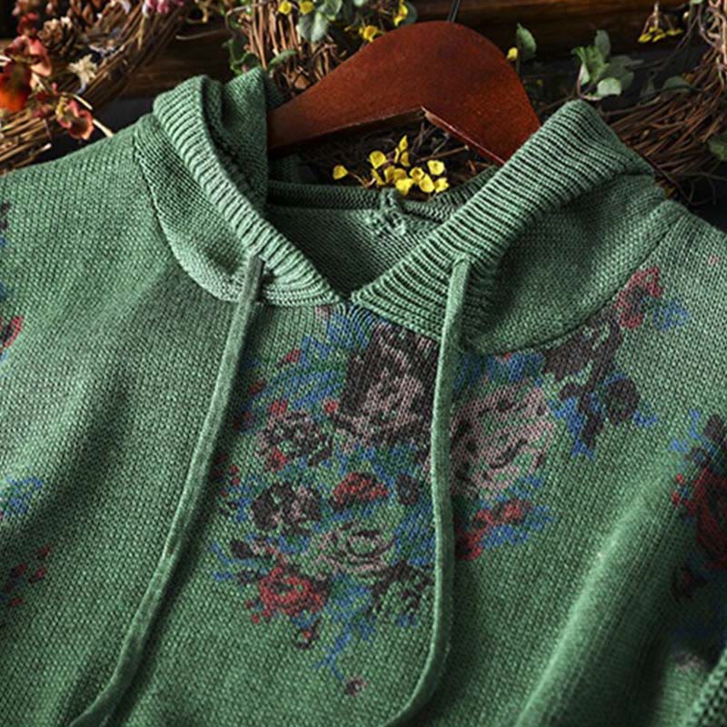 Suéter de manga larga con capucha y estampado floral para mujer de Buddha Stones - image 16
