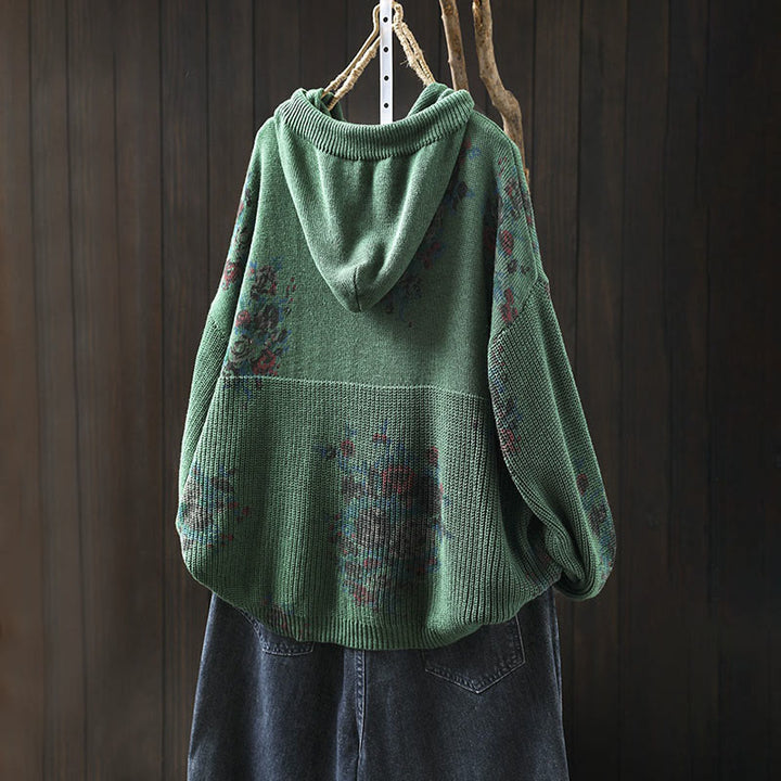 Suéter de manga larga con capucha y estampado floral para mujer de Buddha Stones - image 11