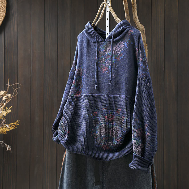 Suéter de manga larga con capucha y estampado floral para mujer de Buddha Stones - Azul oscuro - US4-6, UK/AU8-10, EU36-38 (F) - image 20