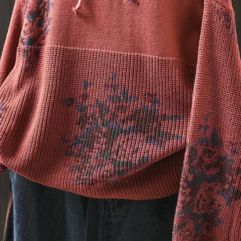 Suéter de manga larga con capucha y estampado floral para mujer de Buddha Stones - image 8