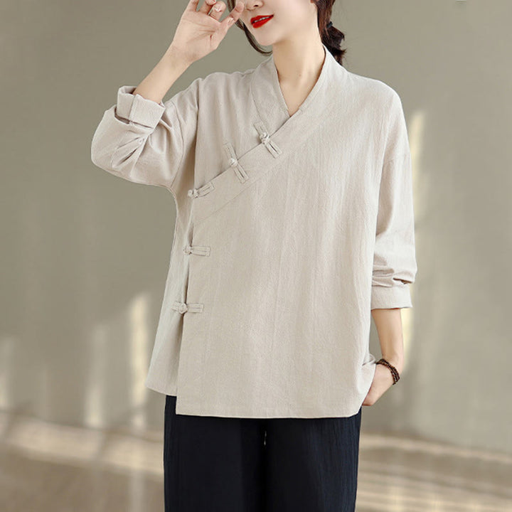 Conjunto de meditación zen para mujer con estampado de Buddha Stones : camiseta de manga larga con cuello en V y pantalón de pierna ancha. - image 5