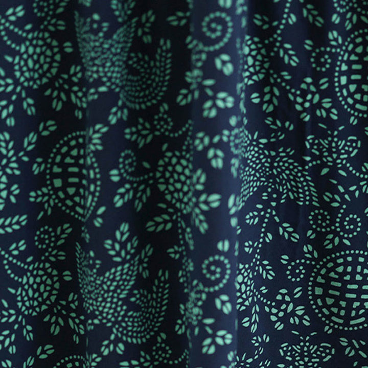 Vestido largo de algodón con cuello alto, estampado floral y Buddha Stones, manga larga y bolsillos. - image 7