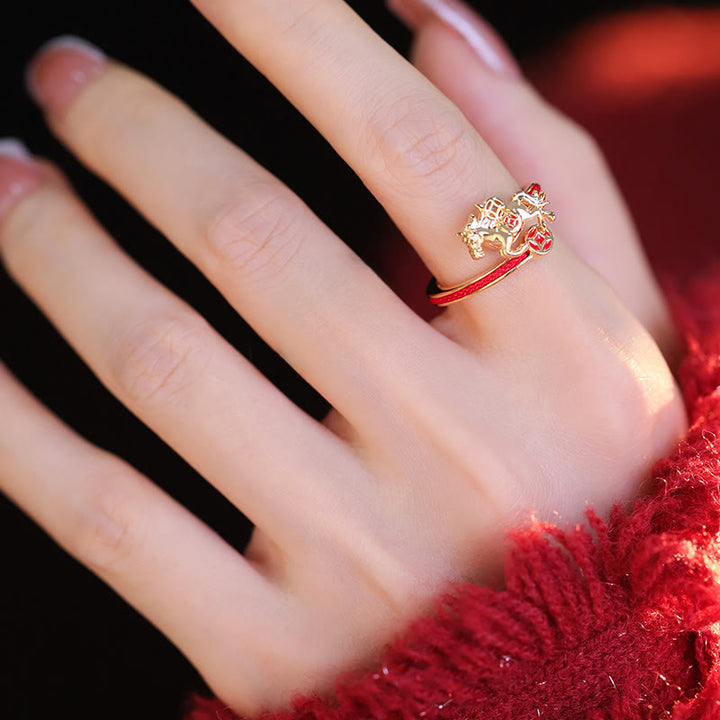 Buddha Stones, hilo rojo de cobre, monedas de cobre, año del caballo, anillo de equilibrio de apertura - image 8