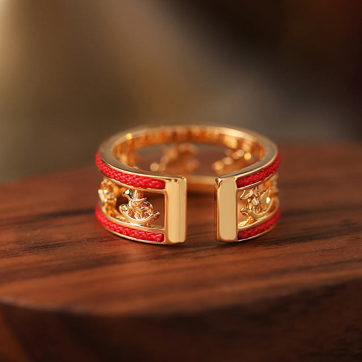 Anillo de cobre con Buddha Stones para la suerte del Año Dorado del Caballo - image 2