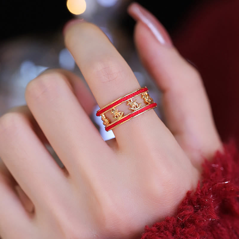 Anillo de cobre con Buddha Stones para la suerte del Año Dorado del Caballo - image 3