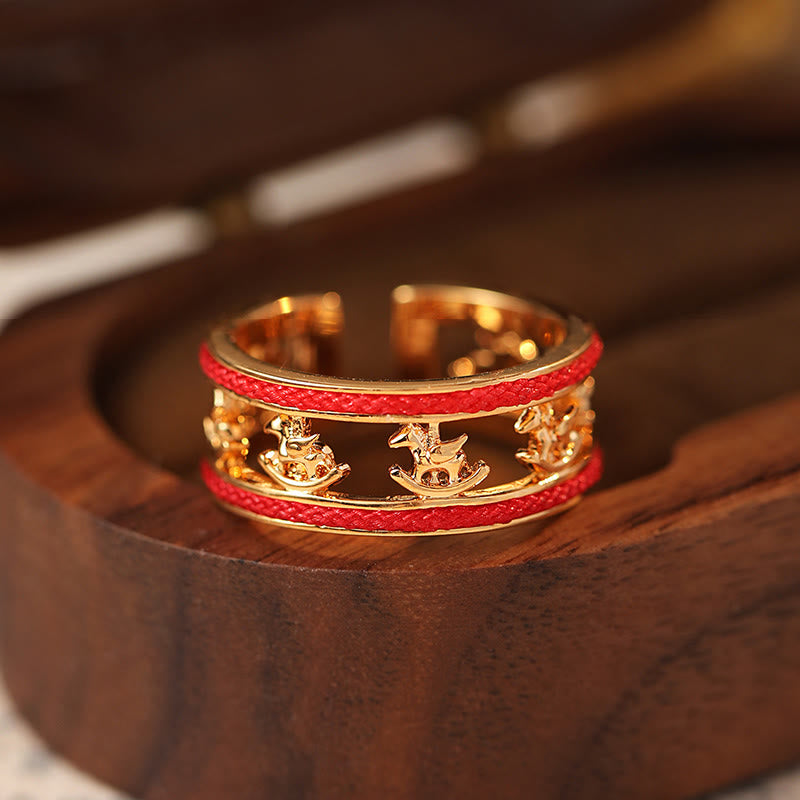 Anillo de cobre con Buddha Stones para la suerte del Año Dorado del Caballo - Caballo de cobre (diámetro interior: 17 mm) - image 0